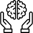 Pictogram - Twee handen met hersenen ertussen